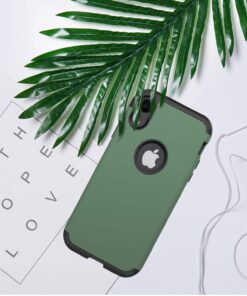 BENTOBEN iPhone XR Cases, iPhone XR Phone Case, 3 in 1 Heavy Duty Rugged Hybrid Solid Hard PC Cover Soft Silicone Bumper Impact Resistant Shockproof Protective Case for iPhone XR 6.1", Dark Green 17 713SumtTXcL