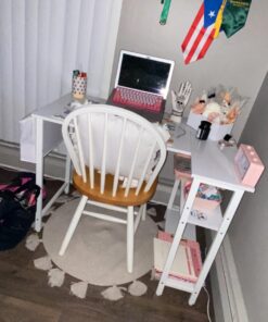 Lufeiya White L Shaped Computer Desk with Power Outlet Shelves, 40 Inch Small Corner Desk for Small Space Home Office, L-Shaped Desk PC Desks, White 39.4" 41 713U mfznHL