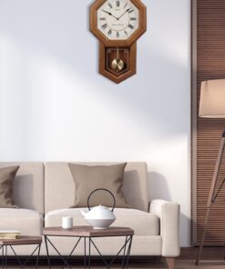 Seiko Light Oak Traditional Schoolhouse Wall Clock with Chime & Pendulum 18 713UTxuoJSL 5