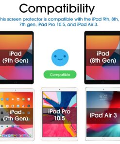 Alternative view of amFilm Screen Protector for New iPad 9 / iPad 8 / iPad 7, Apple Pencil Compatible, Tempered Glass, 2 Pack