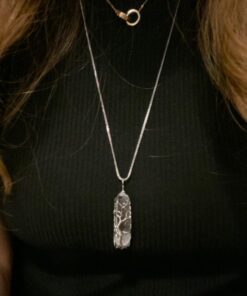 Top Plaza Natural Raw Stone Healing Crystal Necklace Silver Tree Of Life Wire Wrapped Clear Quartz Point Pendant For Womens Ladies 34 713VZHG6a5L