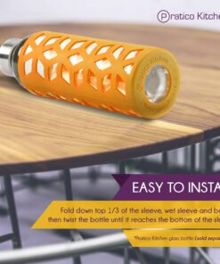 Pratico Kitchen Glass Bottle Silicone Sleeves for Epica, Aquasana, Estilo and Similar Style Bottles, 2 Pack, Orange 2 Pack - Orange 14 713W3aA1CcL