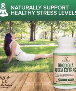 Rhodiola Rosea Supplement 500mg, 120 Vegan Capsules (Manufactured and Third Party Tested in The USA, 3% Salidrosides, 1% Rosavins Extract) for Performance, Calming, Motivation by Double Wood 15 713WHlX1eAL