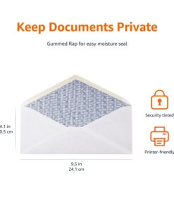 Amazon Basics #10 Security Tinted Business Envelopes, Moisture Sealed, 4-1/8 x 9-1/2 Inch, Pack of 500, One Size, White 32 713WkqeVReL