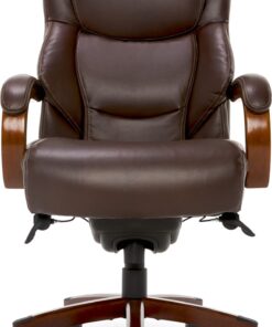 La-Z-Boy Delano Big & Tall Executive Office Chair, High Back Ergonomic Lumbar Support, Bonded Leather, Brown 44 713WubAEpSL 1