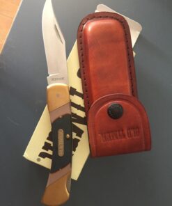 Old Timer 7OT Cave Bear Traditional Lockback Pocket Knife with 3.9in High Carbon Stainless Steel Blade, Sawcut Handles, and Leather Belt Sheath for Hunting, Camping, Whittling, EDC, and Outdoors 39 713Xbo6TOnL