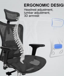 SIHOO M57 Ergonomic Office Chair with 3 Way Armrests Lumbar Support and Adjustable Headrest High Back Tilt Function Black 27 713XjJ MchL