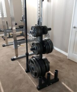 Olympic 2-inch Weight Plate Tree Rack with 6 Barbell Holders - Holds Up to 800 lbs. of Olympic Weight Plates – Workout & Lifting Equipment for Professional & Home Gym Storage Use - Assembly Required 29 713YC8qCjL