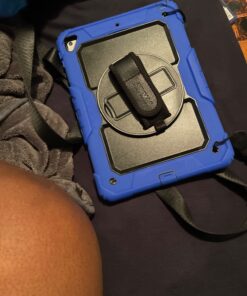 SEYMAC iPad 6th/5th Generation Case iPad 9.7 Case, Full-Body Shockproof Heavy Duty Protective Case with Screen Protector, Rotating Stand/Hand/Shoulder Strap for iPad 6th/ 5th / Air 2/ Pro 9.7, Blue Black/ Dark Blue 9.7 inch - For iPad 6th/5th Gen 26 713ZqFW0fGL