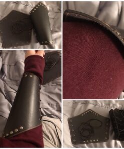 HZMAN Faux Leather Arm Guards - Medieval Cross Bracers - One Size Black 16 713Ztv0ZKLL