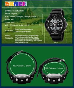 FANMIS Unisex Sports Watches Military Analog Digital Display Watch Multifunction Dual Time Alarm Stopwatch Backlight 50M Waterproof Outdoor Sports Watch black 12 713bCuBr3mL