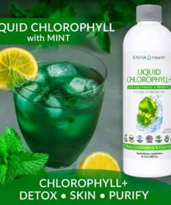 Eniva Health Liquid Chlorophyll Super Greens | 24K MG with Prebiotic & L-Glutamine | Mint Flavor | Skin, Immunity, Energy, Detox, Gut Health | Vegan, Gluten & Alcohol-Free | 48 Servings | USA Made 11 713bpZahr6L