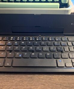 Geyes Portable Folding Wireless Keyboard - BT Rechargeable Full Size Ultra Slim Foldable Keyboard with Kickstand, Aluminum Alloy, Compatible iOS Android Windows Smartphone Tablet and Laptop, Black 608 27 713cUNyAESL