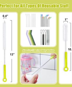 Alternative view of Bottle Cleaning Brush Set - Long Handle Bottle Cleaner for Washing Narrow Neck Beer Bottles, Thermos S’Well Hydro Flask Contigo Sports Water Bottles with Straw Brush, Kettle Spout/Lid Cleaner Brushes Green