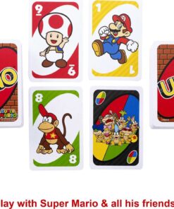 Mattel Games UNO Super Mario Card Game Animated Character Themed Collector Deck 112 Cards with Character Images, Gift for Kids Ages 7 Years Old & Up Small 22 713eIjW9YSL