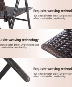 Tangkula 4 PCS Folding Patio Chair Set Outdoor Pool Lawn Portable Wicker Chair with Armrest & Footrest Durable Rattan Steel Frame Commercial Foldable Stackable Party Wedding Chair Set (24X23X37) 24X23X37 18 713egiULIlL 1