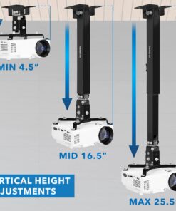 Alternative view of Mount-It! Wall or Ceiling Projector Mount with Universal LCD/DLP Mounting for Epson, Optoma, Benq, ViewSonic Projectors, 44lb Load Capacity, Black