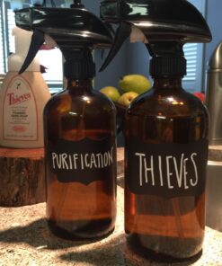 Cornucopia 16oz Amber Glass Spray Bottles w/Reusable Chalk Labels (2 Pack), Heavy Duty Mist & Stream 3-Setting Sprayer; Great for Essential Oils 40 713htJvZIFL