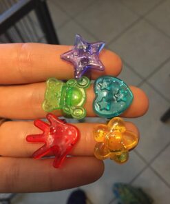 Super Z Outlet Colorful Assorted Plastic Glitter Toy Rings | Bag Of 144 Rings (Hearts, Bears, Stars, Hands & Flowers) | Use As Party Favors, Cake Toppers, In Goody Bags, Piñatas, Arts, Crafts & More 33 713iQj7alSL
