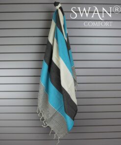 Alternative view of Swan Comfort 100% Natural Turkish Cotton Absorbent Beach Towel, Easy Care Ideal for Bath Spa Fitness Yoga Pool Yatch Swimwear Guest Gym (Blue - Black) Blue - Black