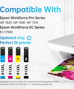 LEMERO 812 XL 812 812XL Ink Cartridge Remanufactured Ink Cartridge Replacement for Epson 812XL Ink Cartridges Combo Pack for Epson Workforce Pro WF-7840 WF-7820 WF-7310 EC-C7000 Printer (4 Pack, BCMY) 10 713ifrAi6bL