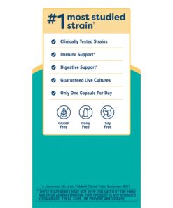 Renew Life Extra Care Digestive Probiotic Capsules, 50 Billion CFU Guaranteed, Daily Supplement Supports Immune, Digestive and Respiratory Health, L. Rhamnosus GG, Dairy, Soy and gluten-free, 60 Count 60 Count (Pack of 1) 24 713jCIhMd1L