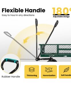 VIVOHOME Heavy Duty 550 Lbs Capacity Mesh Steel Garden Cart Folding Utility Wagon with Removable Sides (Green) Green 12 713juYtknlL
