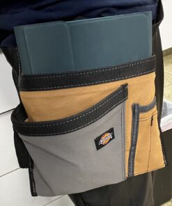 Dickies 5-Pocket Single Side Tool Belt Pouch/Work Apron for Carpenters and Builders, Durable Canvas Construction, Adjustable Belt for Custom Fit, Grey/Tan Tan 26 713kRy04kiL
