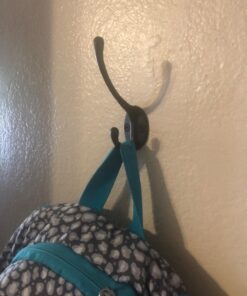 IBosins 10 Pack Heavy Duty Dual Coat Hooks Wall Mounted with 40 Screws Retro Double Hooks Utility Black No Rust Hooks for Coat, Scarf, Bag, Towel, Key, Cap, Cup, Hat (Black) 32 713lRY6UnCL