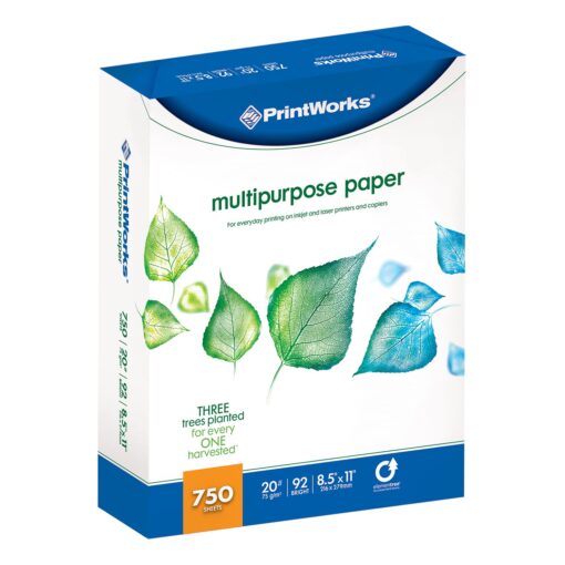 Printworks Multipurpose Paper, 20 Pound, 92 Bright, 750 Sheets, 8.5x11 Inches (00009),White