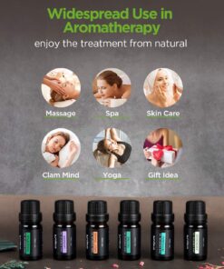 Onepure Essential Oils, 6 x 10ml Essential Oils Gift Set for Diffuser Humidifier Massage Aromatherapy (Lavender, Tea Tree, Eucalyptus, Lemongrass, Orange, Peppermint) 6 Scents 22 713mu5iKwL