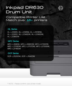 iNKPAD DR630 Drum Replacement for Brother DR-630 DR630 Compatible with Brother MFC-L2700dw MFC-L2705DW HL-L2300D HL-L2340DW HL-L2360DW HL-L2380DW DCP-L2520DW DCP-L2540DW Printer (2 Black, Not Toner) 2p 8 713n4SD73L