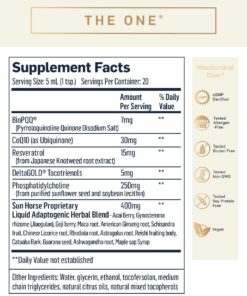 Quicksilver Scientific The ONE Mitochondrial Elixir - Mitochondria Supplement to Support Cellular Health with Phosphatidylcholine, Resveratrol, Reishi Mushroom & CoQ10 Liquid (3.38oz / 100ml) 3.38 Fl Oz (Pack of 1) 13 713nFgnQRpL