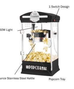 Great Northern Popcorn Big Bambino Popcorn Machine - Old Fashioned Popcorn Maker with 4 Oz Kettle, Measuring Cups, Scoop and Serving Cups (Black), 10.8" x 9.7" x 19.5" 9 713nZxIGsqL