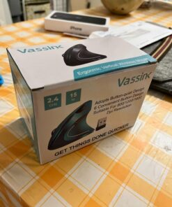 Vassink Ergonomic Mouse, Rechargeable Wireless Mouse, 2.4GHz Rechargeable Wireless Vertical Optical Mice with USB Receiver, 6 Buttons, 800/1200/1600 DPI, for Laptop, PC, Computer Black 39 713nmyVC3iL