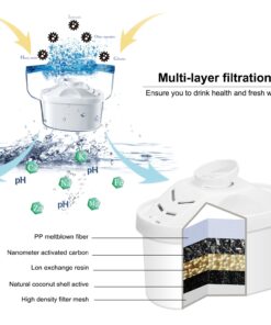 Hskyhan Alkaline Water Filter - Replacement Pitcher Water Filters, Cartridge Improve PH, 7 Stage Filteration System To Purify, 2 Pack 13 713pAMFDiBL