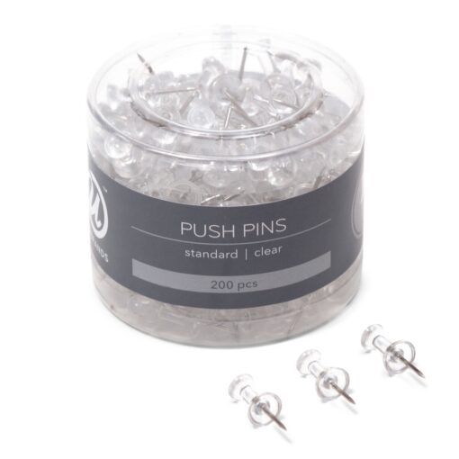 U Brands Push Pins, Clear Plastic Head Thumbtacks, Steel Point, 200-Count 1