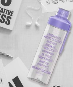 Artoid Mode 25oz Motivational Fitness Workout Sports Water Bottle with Time Marker & Measurements, Carbonation Friendly Dishwasher Safe and BPA Free Purple 14 713pYFitSpL