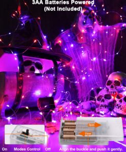 Brizled Purple Orange Halloween Fairy Lights, 19.47ft 60 LED Halloween Lights, 2 Mode Battery Purple Orange Lights, Indoor Silver Wire Halloween Twinkle Light for Halloween Themed Party Carnival Decor Purple & Orange 15 713plPF3IfL