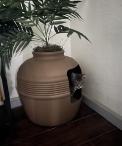 Good Pet Stuff, The Original Hidden Litter Box, Artificial Plants & Enclosed Cat Planter Litter Box, Vented & Odor Filter, Easy to Clean, Mocha Brown , 20" wide x 19 3/4" 46 713qlgCPl6L 1