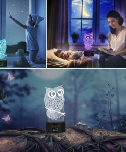 Elstey Owl 3D Illusion Lamp, 7 Color Changing Touch Table Desk LED Night Light Great Kids Gifts Home Decoration 19 713rHHoVKL