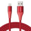 Anker 551 USB-A to Lightning Cable (6ft), MFi Certified iPhone Cable for Flawless Compatibility with iPhone iPhone 13 13 Pro 12 Pro Max 12 11 X XS XR 8 Plus and More (Red) 6ft Red