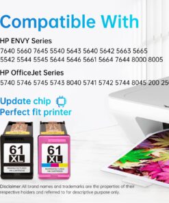 LEMERO Ink 61 Remanufactured for HP Ink 61 Ink Cartridge Combo Pack for HP Envy 4500 5530 Officejet 4630 Printer Ink Cartridges for HP Ink 61 (Black Color, 2-Pack) 10 713suzM6CL