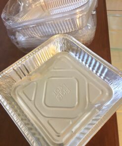 (35 Pack) 8” x 8” Square Baking Cake Pans with Plastic Dome Lids | Heavy Duty l Disposable Aluminum Foil Tins l Portable Food Containers l Perfect for Roasting Oven Toaster Cooking 35 46 713sxjrsRL