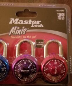 Master Lock Padlock, Mini Dial Combination Lock, 1-9/16 in. Wide, Color Assortment Pack, 1533TRI (Pack of 3) 3 count (Pack of 1) 39 713tG4xsEyL