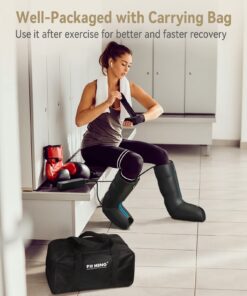 FIT KING Leg Massager with Heat - Upgraded Leg Compression Massager for Circulation and Pain Relief, FSA HSA Approved Foot and Leg Massager Compression Boot for Edema, Relax Recover - Gift for Dad Mom Classis Black With Blue 1 Pair (2PCS) 39 713tYDD8NEL