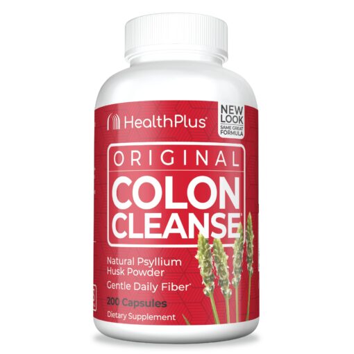 Health Plus Colon Cleanse Digestive Support | All Natural Daily Fiber for Toxin Elimination To Reduce Bloating | Supports Heart Health | 200 Capsules, 33 Servings