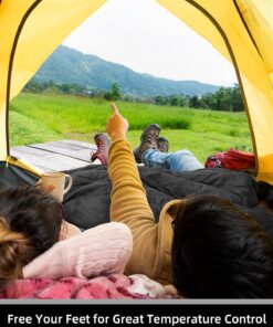 Double Sleeping Bag, Ohuhu Sleeping Bags for Adults with 2 Pillows 2 Person Sleeping Bag for Kids Waterproof Cold Weather Sleeping Bags for Family Teens Camping Backpacking Hiking Outdoor Black 39 713w1fJiiZL