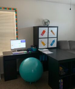 Flexible Seating for Classroom Elementary & Middle School, Kids Yoga Ball Chair Wobble Seat for Sensory Kids - Improve Focus & Balance with Alternative Seating Desk Ball Chairs for Students Sitting 55cm (Kids Height = 56" - 63") Turquoise 26 713w4RxAKdL