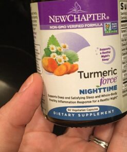New Chapter Turmeric Supplement + Sleep Aid - Turmeric Force Nighttime for Sleep Support with Valerian Root + Ginger + NO Black Pepper Needed + Non-GMO Ingredients - 60 Vegetarian Capsule 18 713wO94PeML